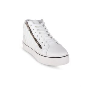 Wanted Womens Hudson High Top Sneakers 8 White Zipper Quilted Lace Up